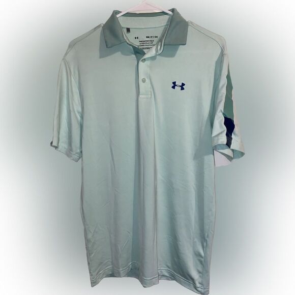 Under Armour UA Men’s Playoff Golf Polo Size Small Mint Green Blue Combo - Picture 1 of 6